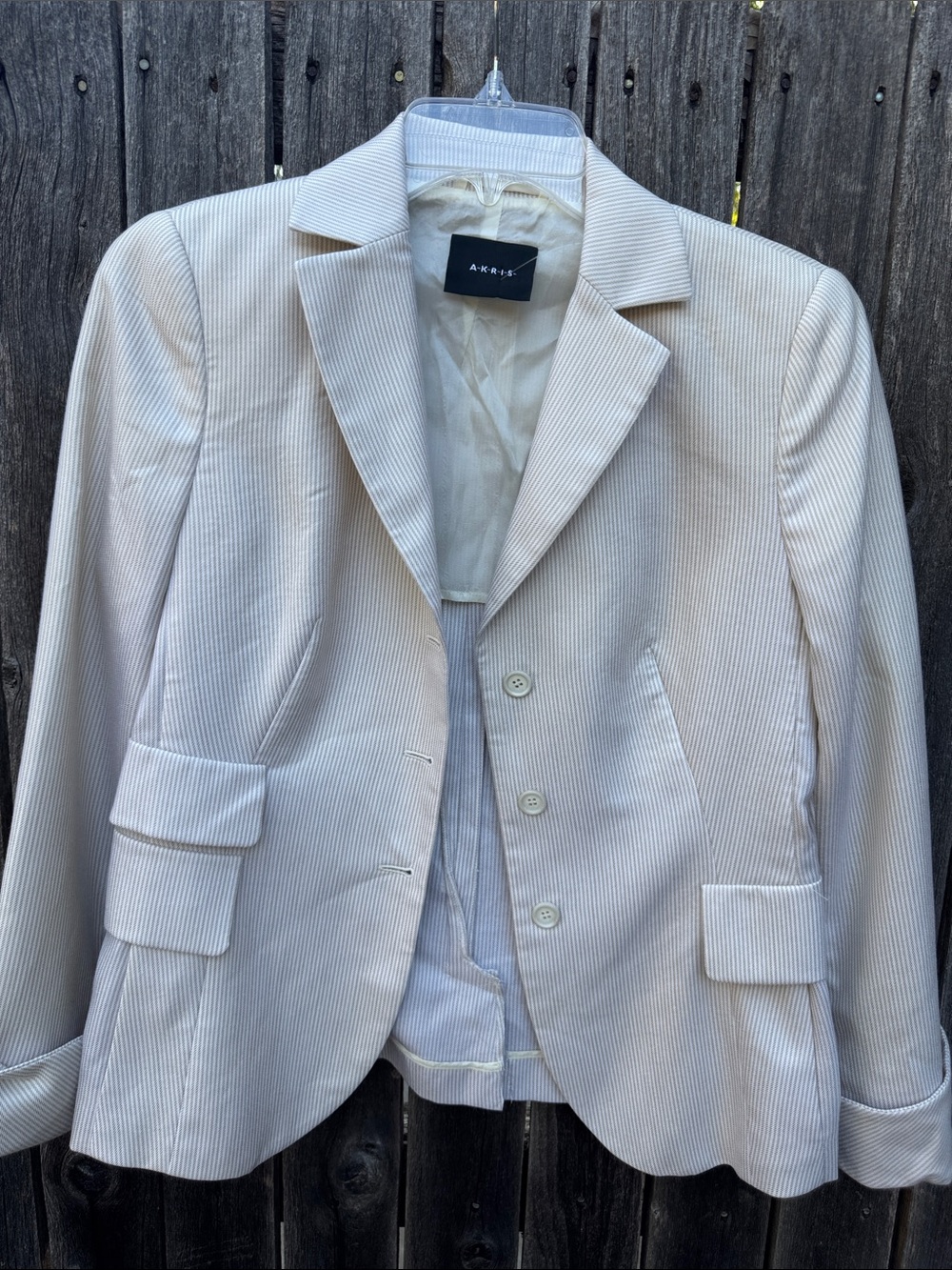 Akris Cream Pinstripe Women's Blazer Jacket